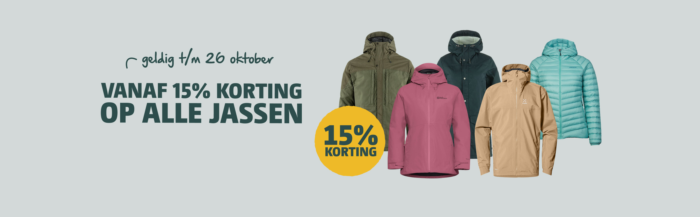 vanaf 15% korting op alle jassen