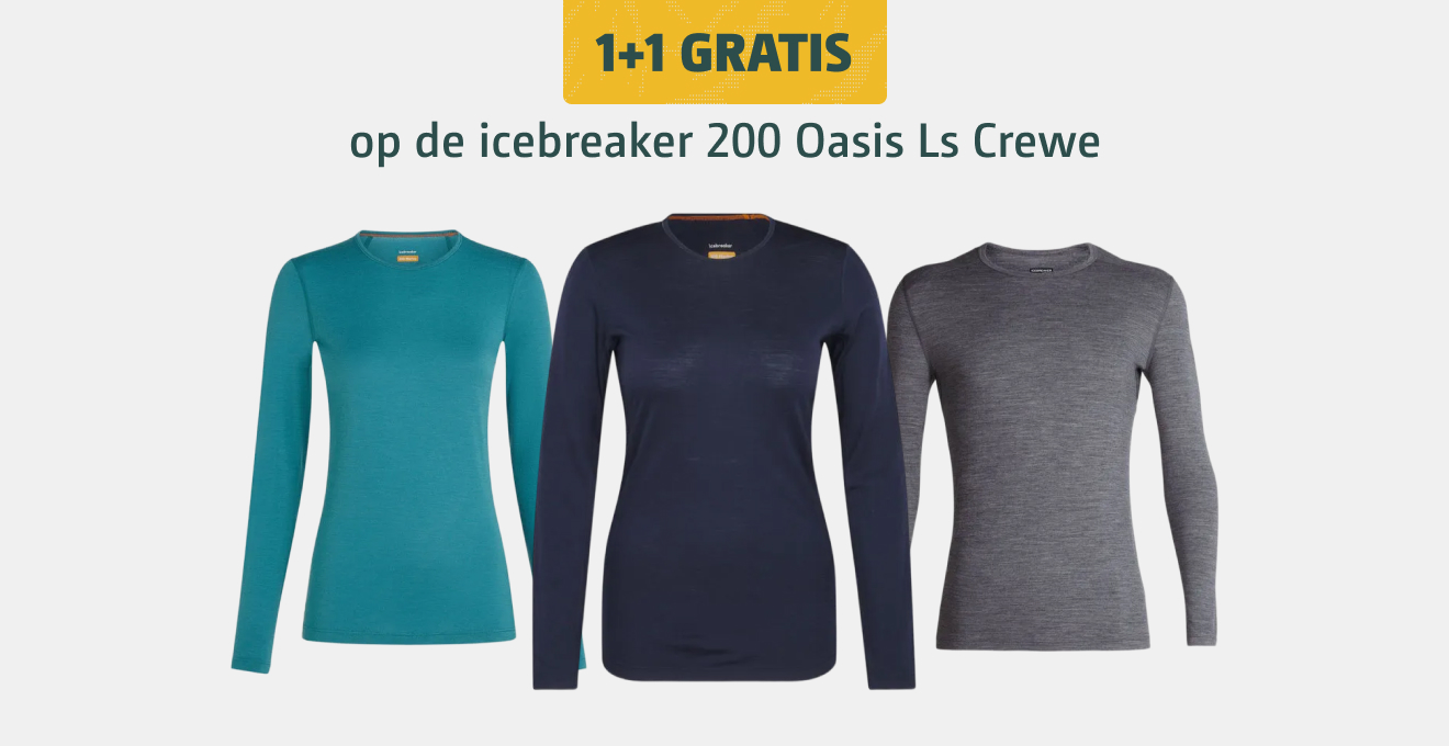 Icebreaker Oasis Ls Crewe 1+1 gratis