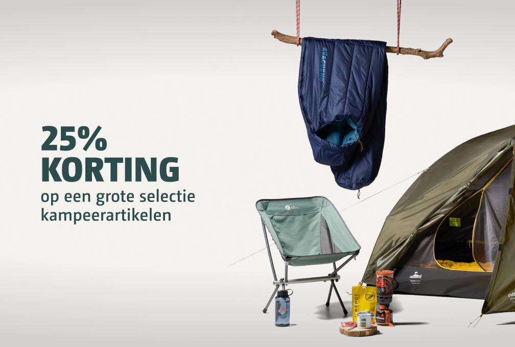 25% korting op kampeerartikelen
