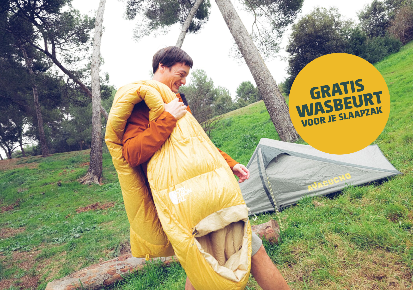 Gratis slaapzak wasbeurt
