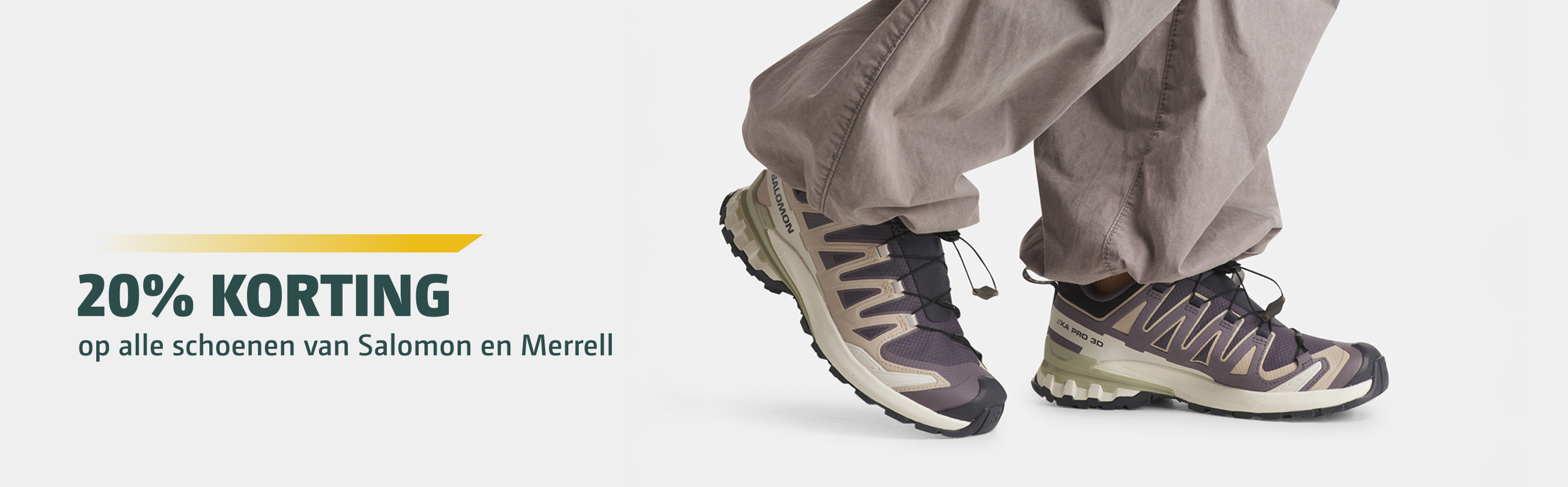 20% korting op Salomon en Merrell schoenen