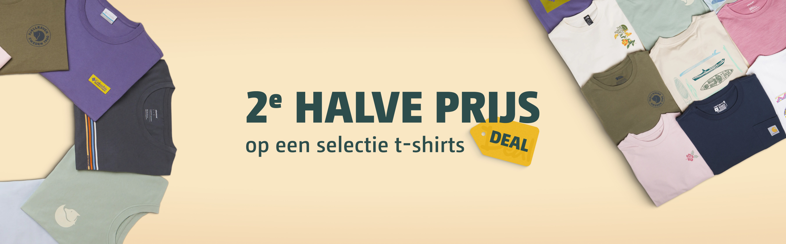 2e halve prijs op selectie shirts