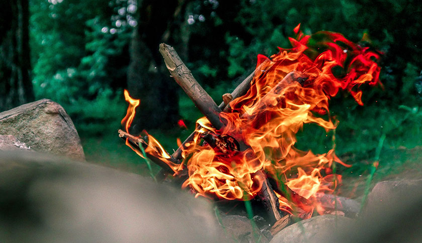 takken gaan in vlammen op