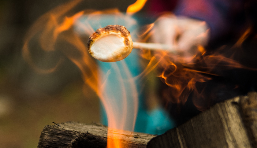 marshmallow boven het kampvuur