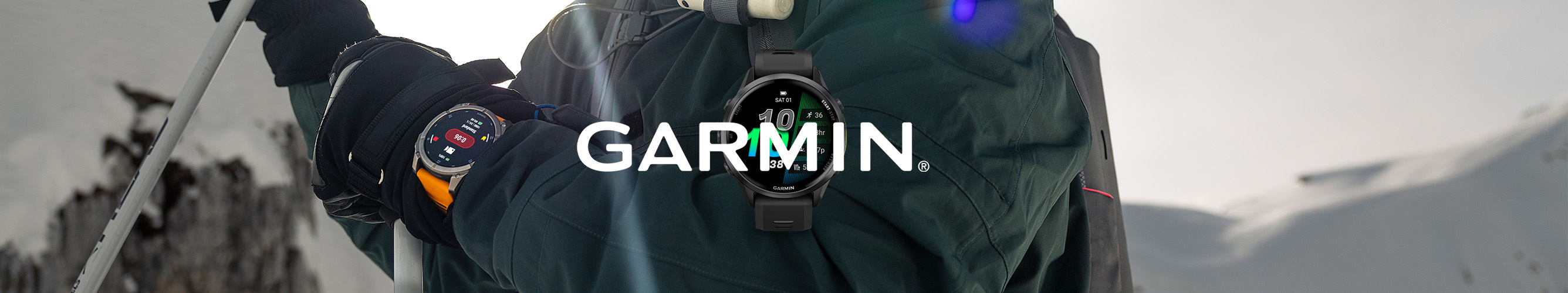 wintersporter met garmin horloge