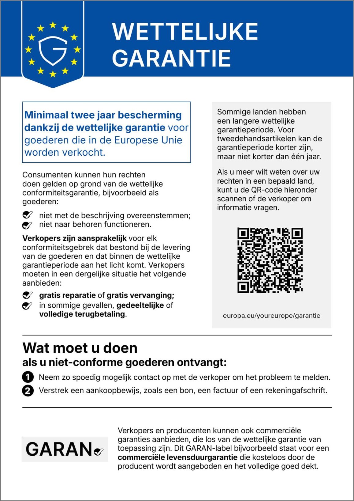 EU label wettelijke garantie